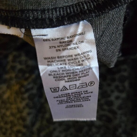 LOFT Womens Large Leggings Gray Black Leopard Animal Print Stretch Pull On Pants - Picture 6 of 7